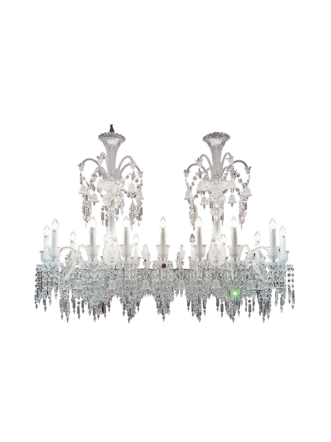 Baccarat-Style Long Double Crystal Chandelier