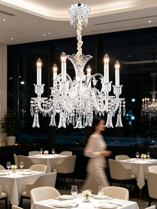 Baccarat-Style Clear Crystal Chandelier