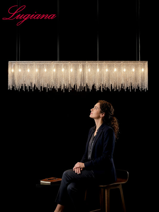 Modern Clear Crystal Linear Chandelier