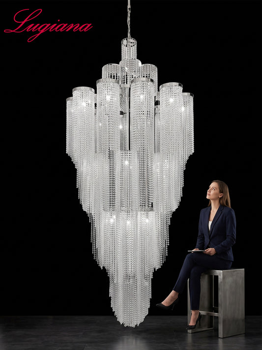 Tiered Crystal Cascade Chandelier