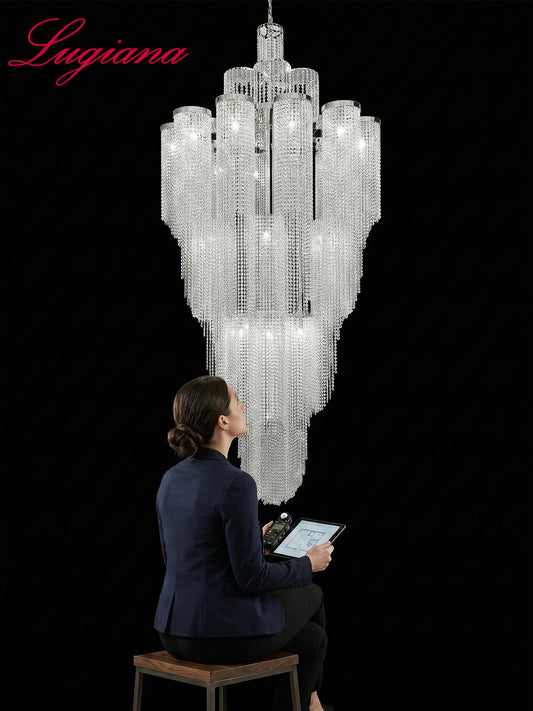 Tiered Crystal Cascade Chandelier