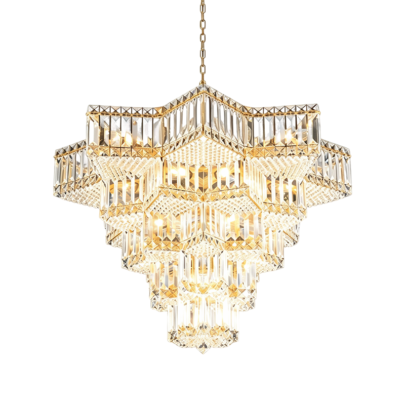 Star Cascading Crystal Chandelier for Villa High Ceiling