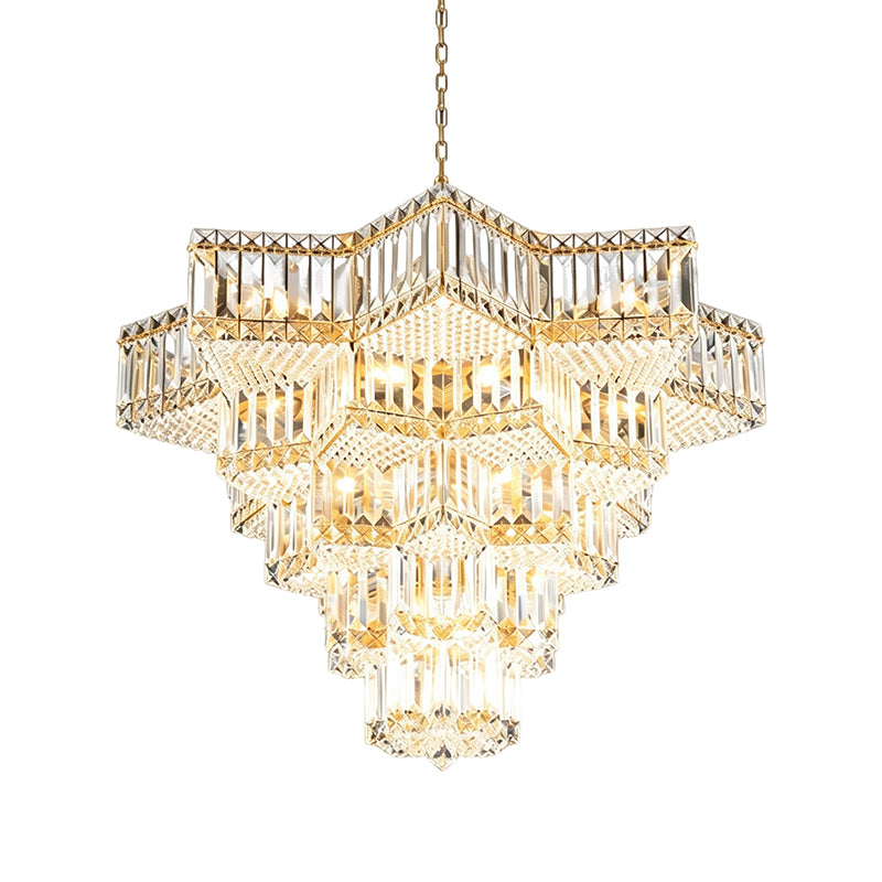 Star Cascading Crystal Chandelier for Villa High Ceiling