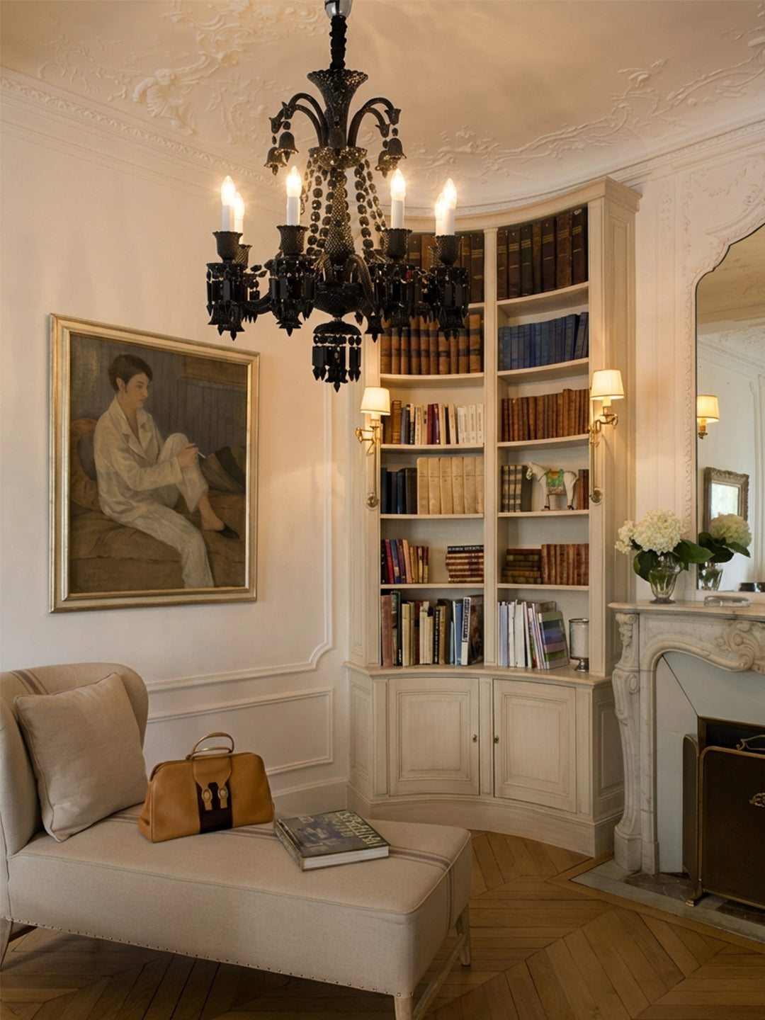 Baccarat-Style Black Crystal Chandelier