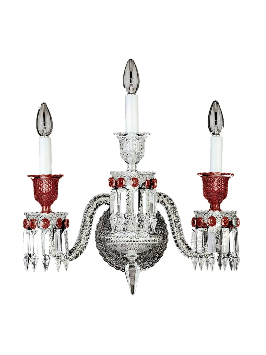 Baccarat-Style Red Crystal Wall Sconce