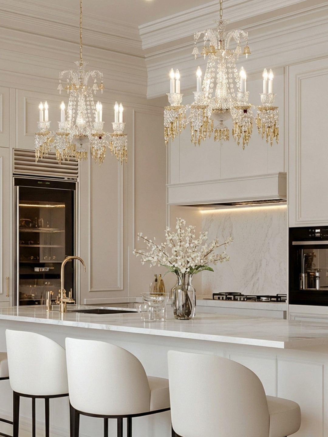 Gold and crystal chandelier