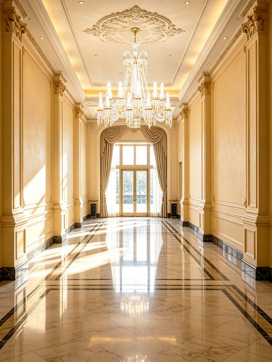 Gold and crystal chandelier