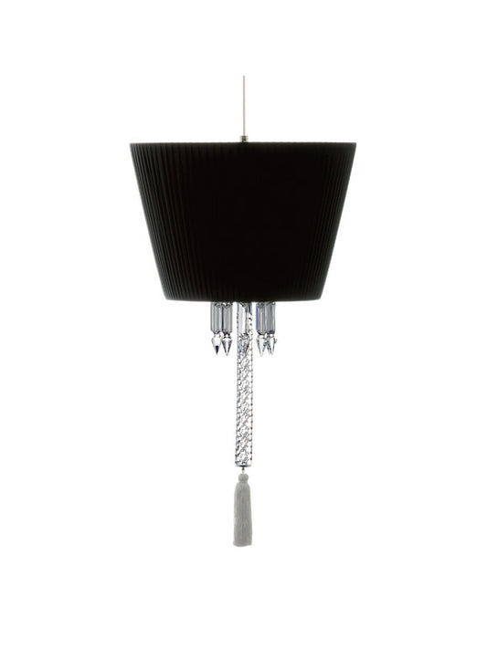 Black Fabric Shade Crystal Pendant Lamp