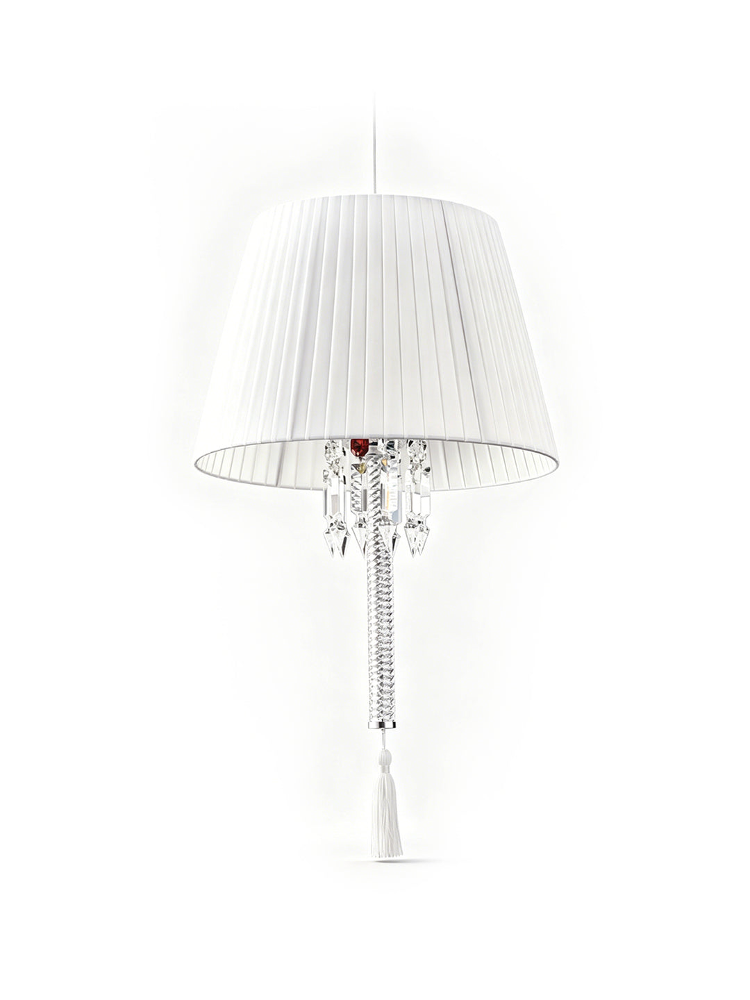 White Pleated Shade Crystal Pendant Light