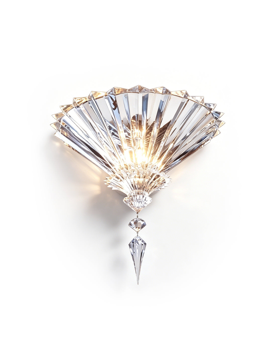 Fan shaped crystal wall sconce