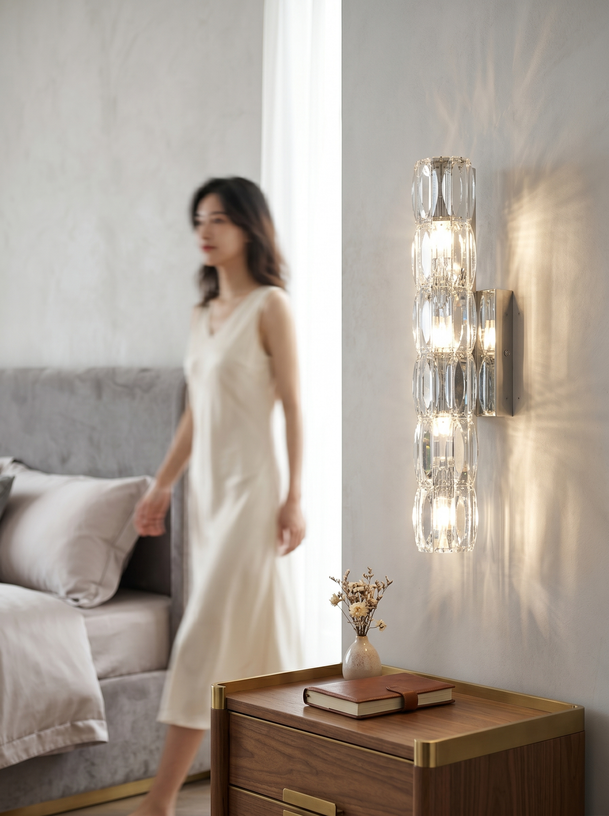 Premium Crystal Column Wall Light Glam Indoor Decor Wall Sconce