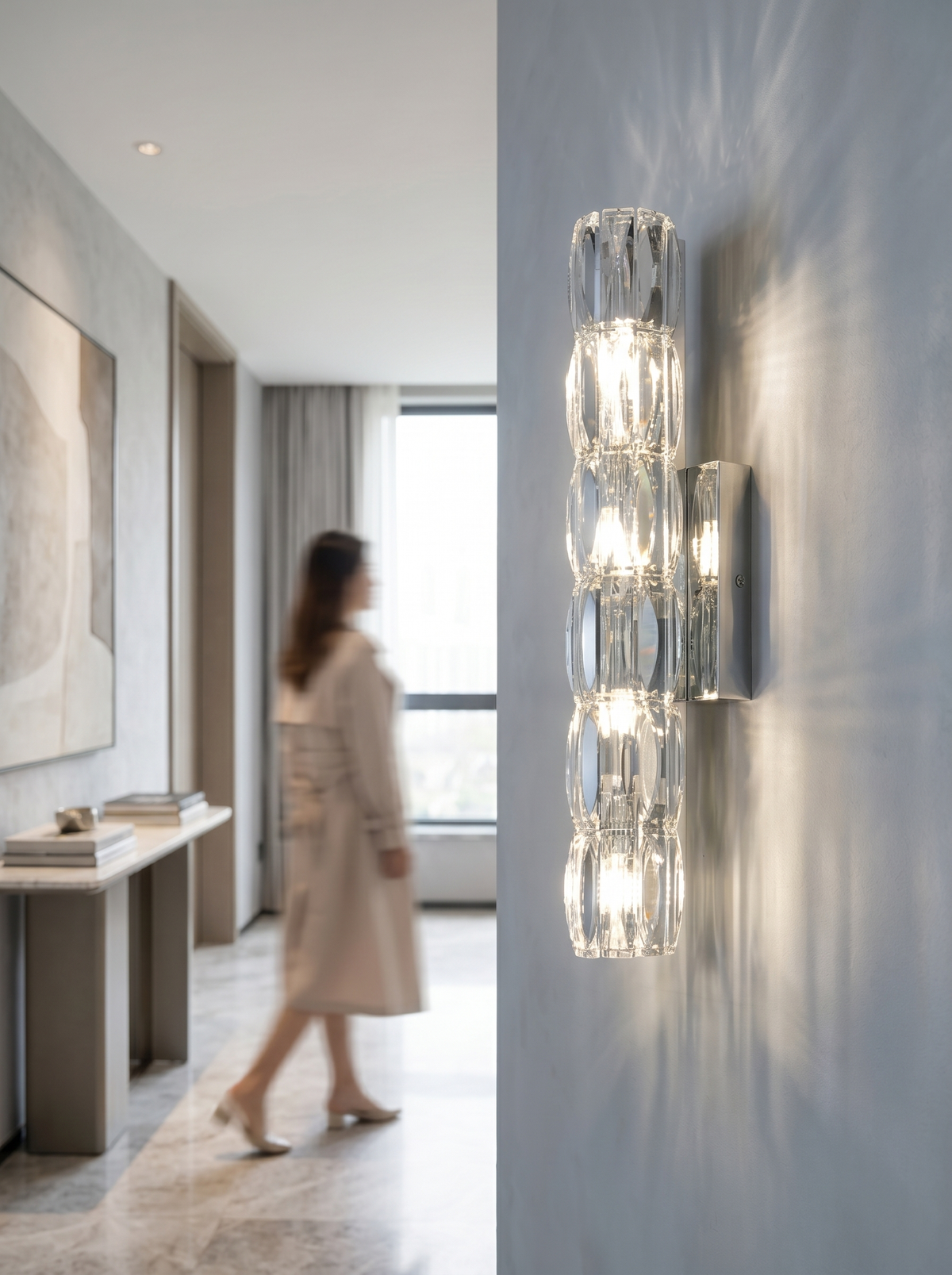 Premium Crystal Column Wall Light Glam Indoor Decor Wall Sconce