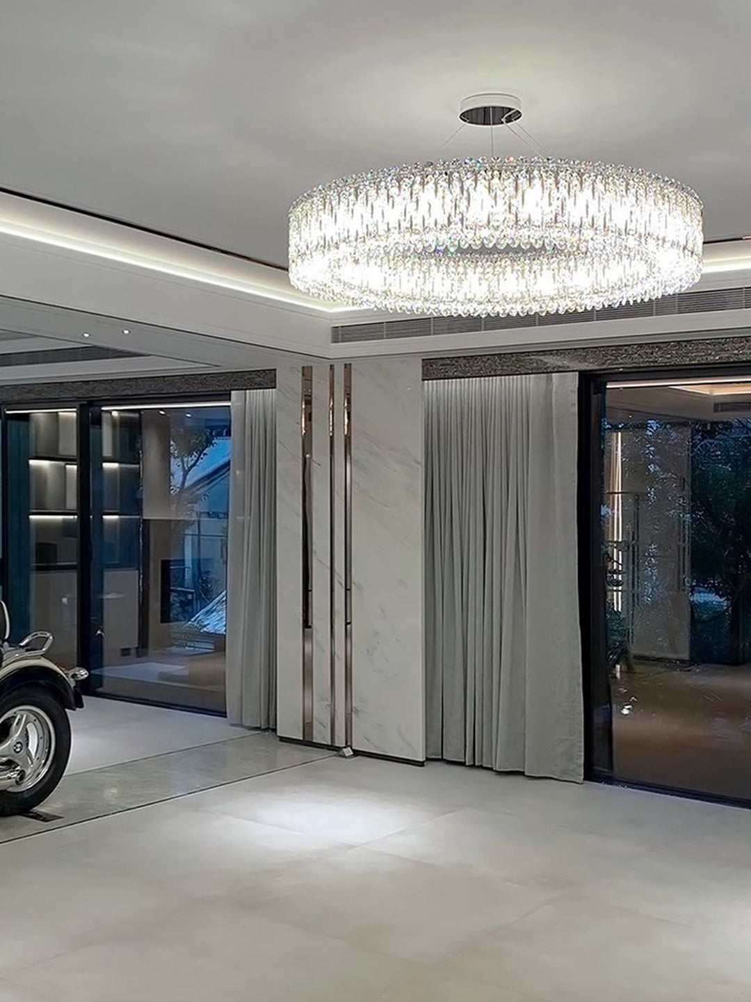 Round Two-Tier Gold Crystal Chandelier