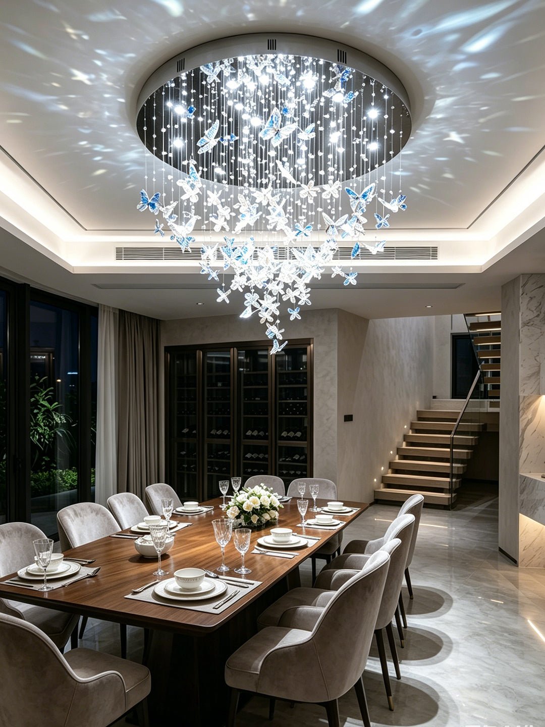 Butterfly Crystal Waterfall Chandelier
