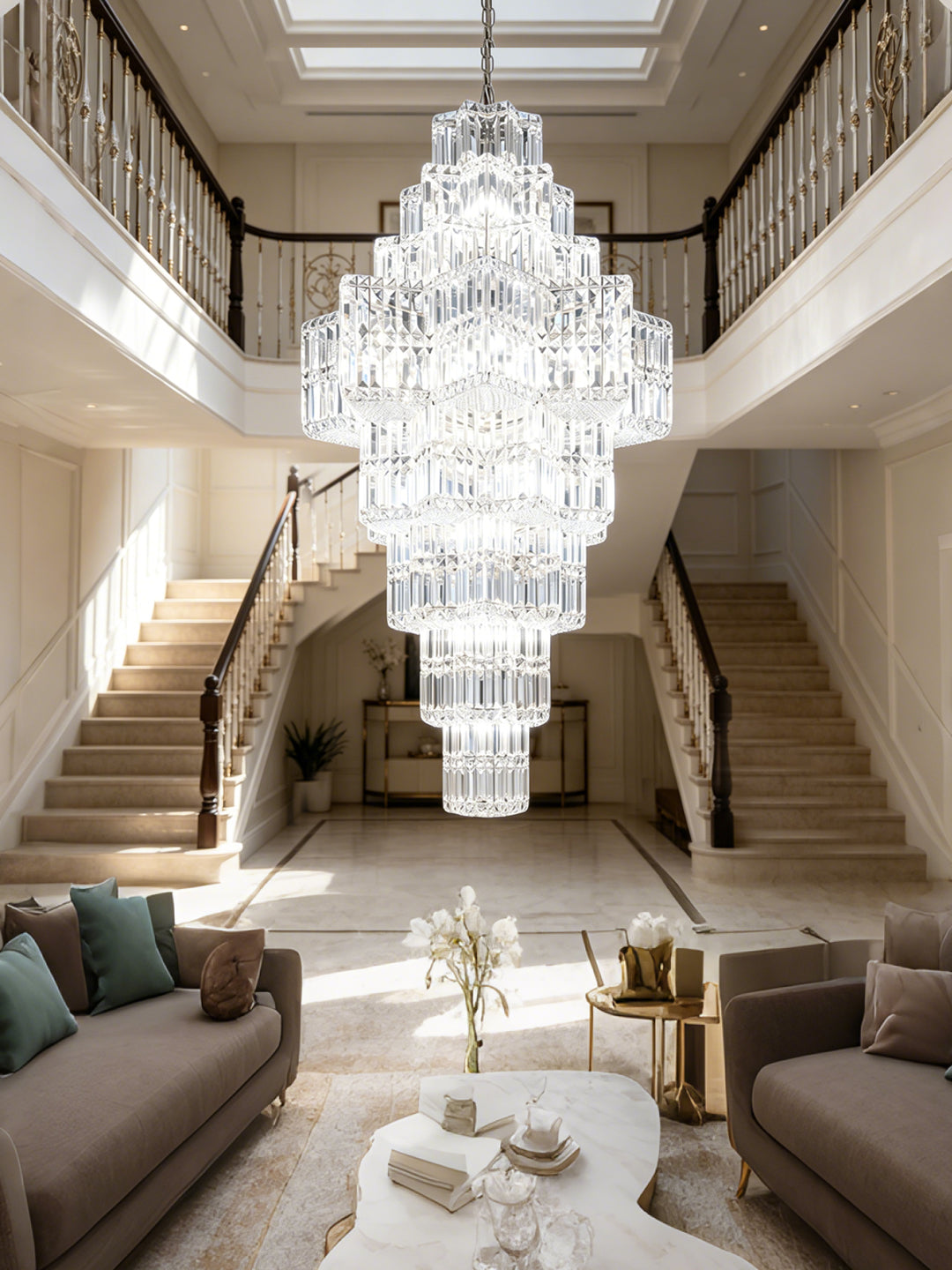 Tiered Pyramid Crystal Chandelier