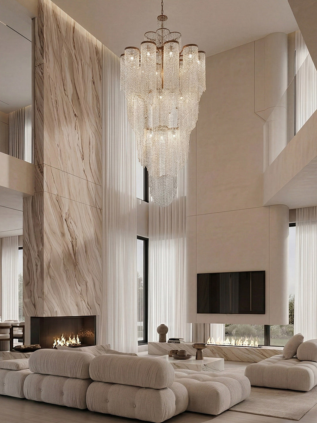 Tiered Crystal Cascade Chandelier