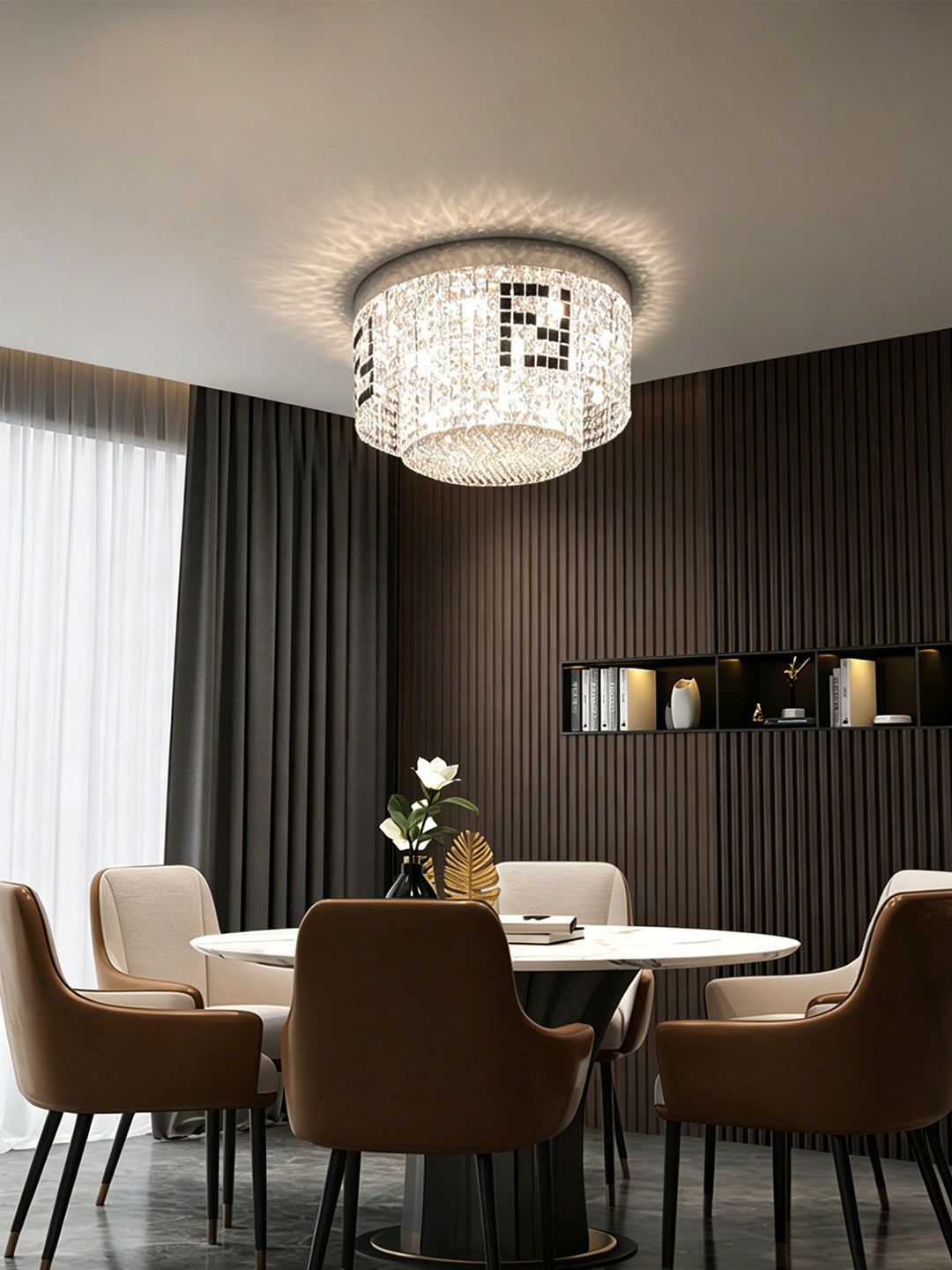 Round Clear Crystal Flush Mount Ceiling Light