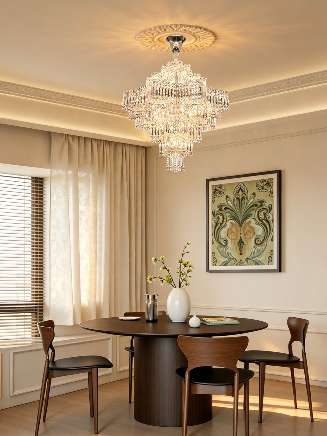 Tiered Pyramid Crystal Chandelier