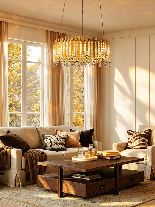 Round Gold Crystal Chandelier