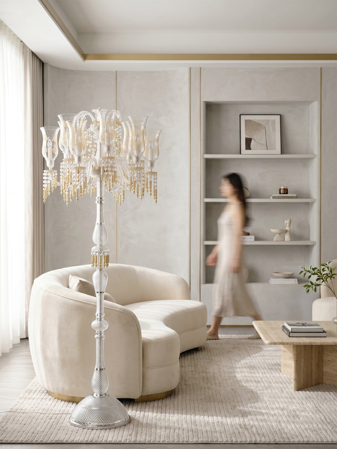 Crystal chandelier floor lamp