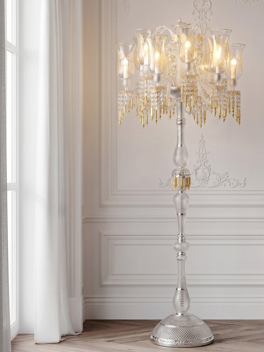 Crystal chandelier floor lamp