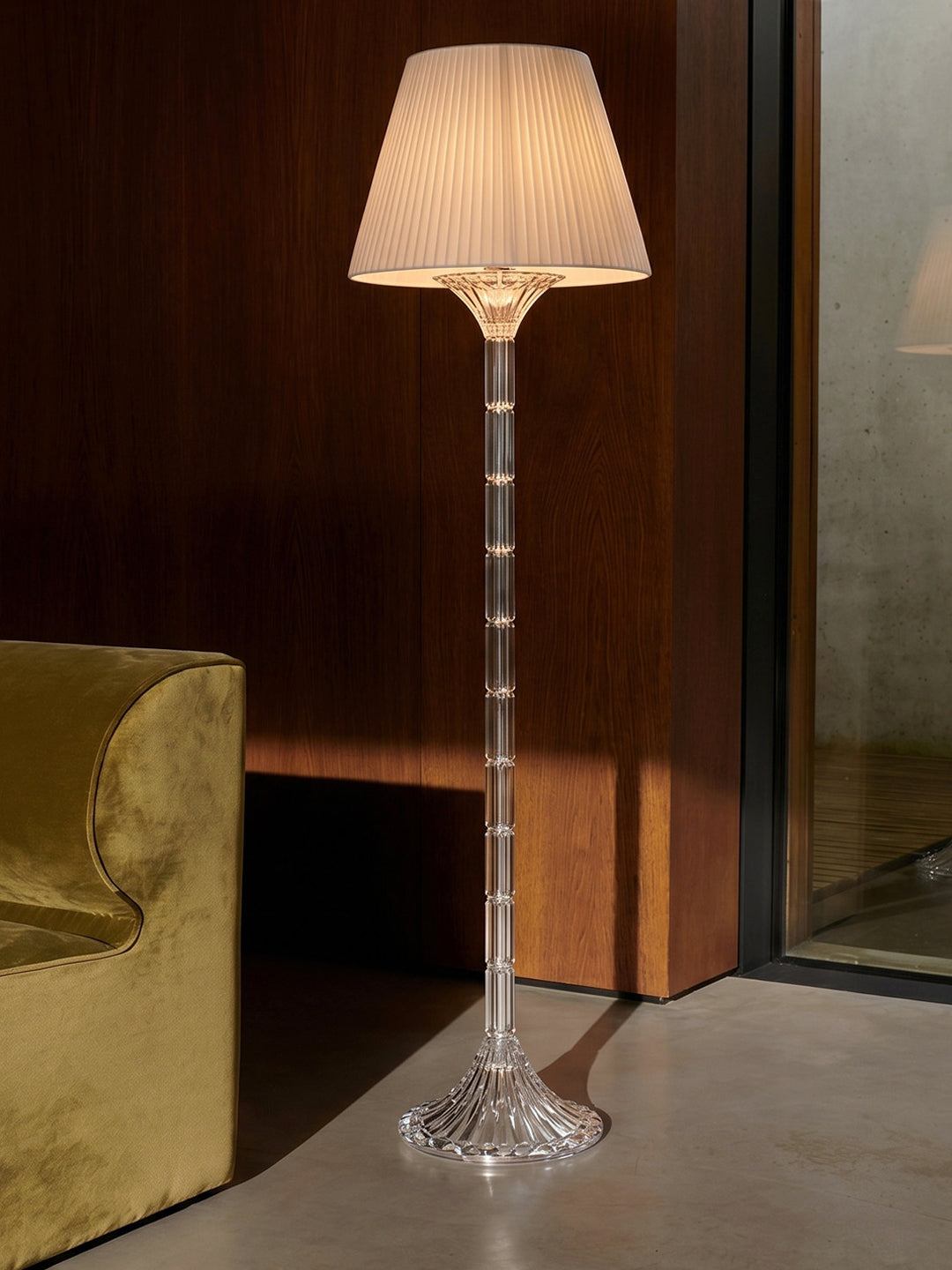 Crystal floor lamp with fabric shade