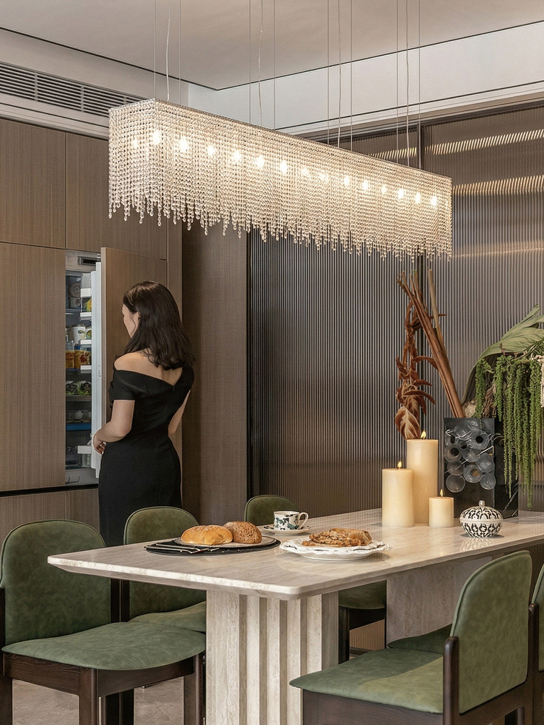 Modern Clear Crystal Linear Chandelier