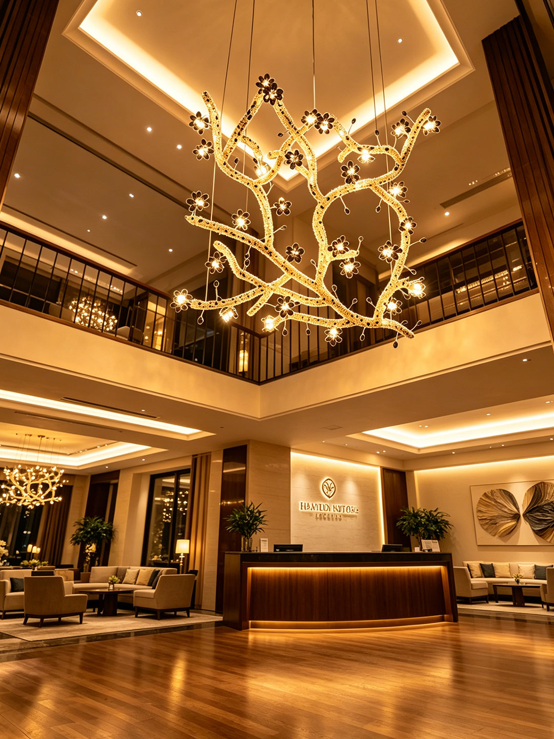 Gold Branch Floral LED Chandelier