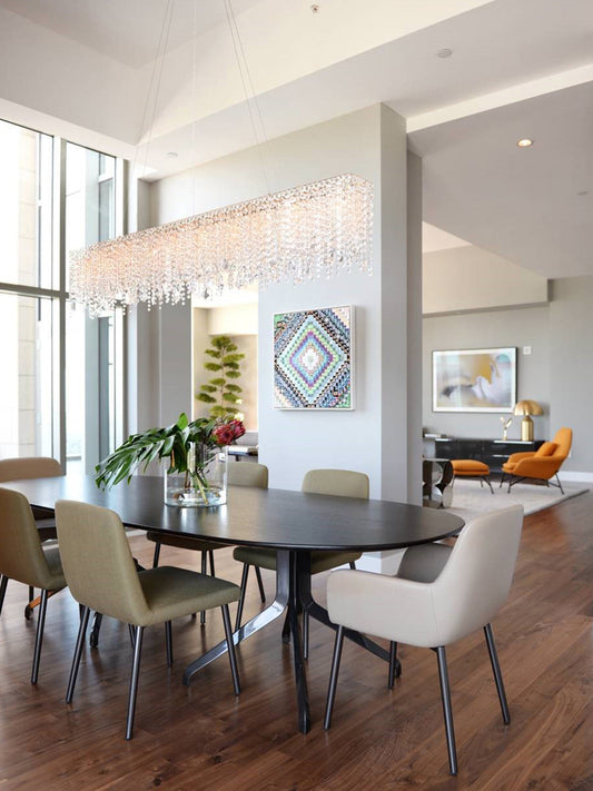 Blue Crystal Linear Chandelier