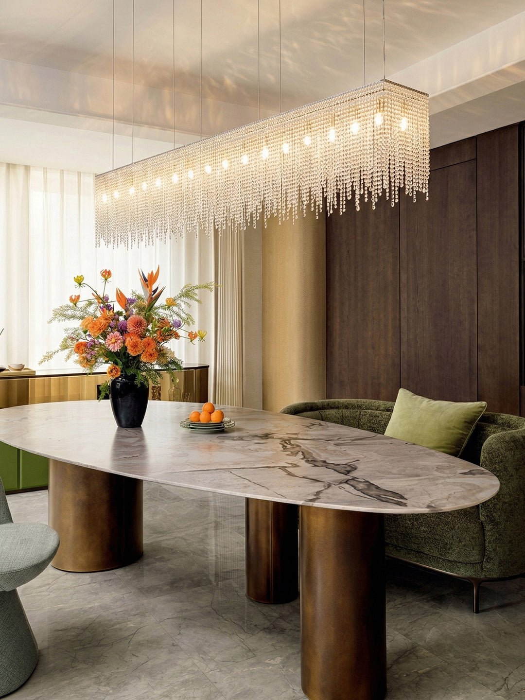 Modern Clear Crystal Linear Chandelier