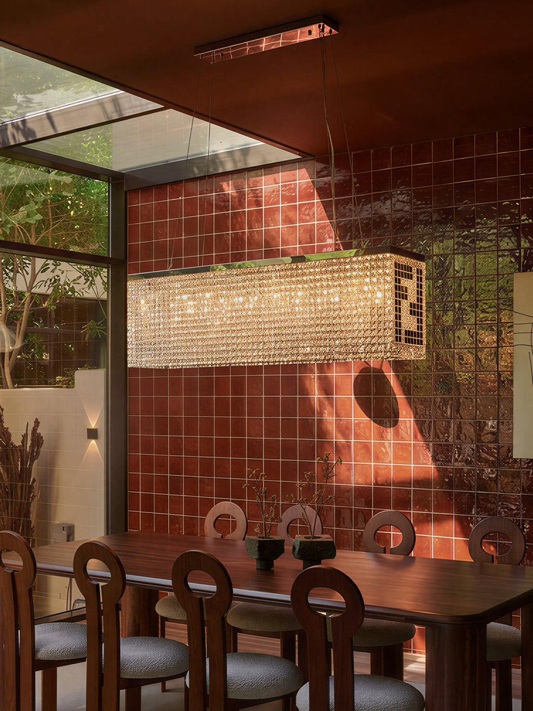 Rectangular Crystal Kitchen Island Pendant