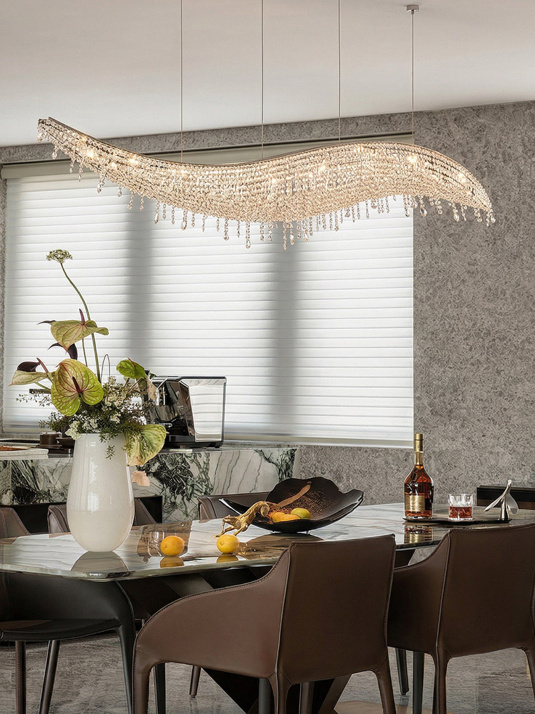 Wavy Linear Crystal Chandelier