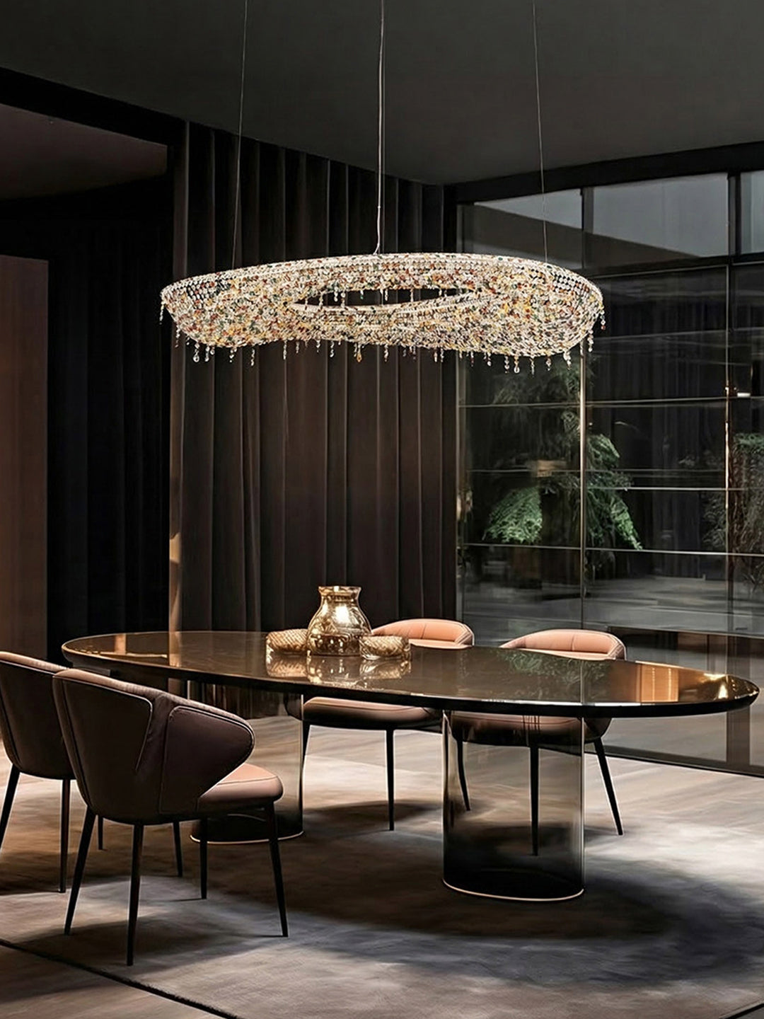 Multicolor Crystal Ring Chandelier