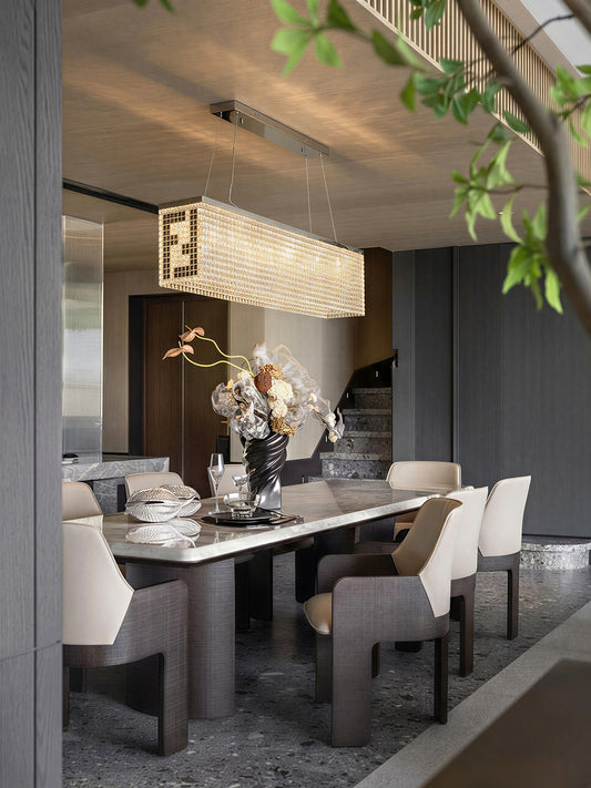 Rectangular Crystal Kitchen Island Pendant