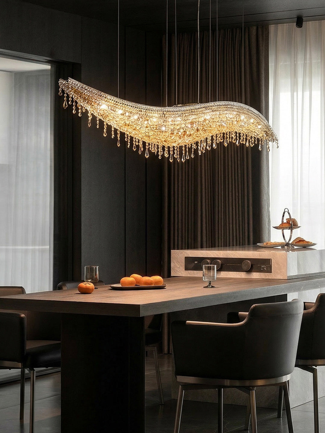 Wavy Linear Crystal Chandelier