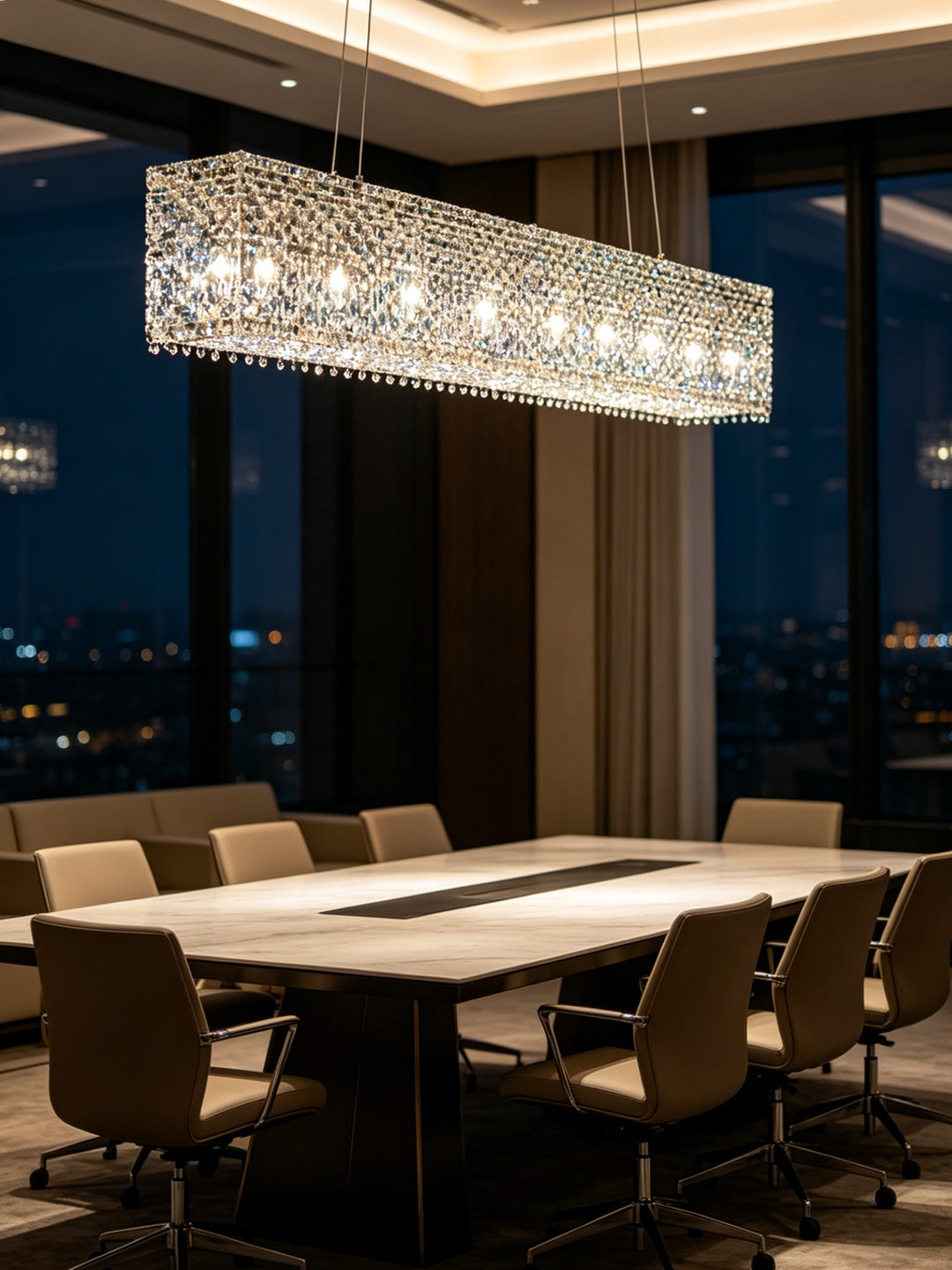 Modern Linear Crystal Chandelier