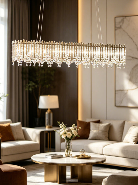 Linear Chrome Crystal Kitchen Island Chandelier