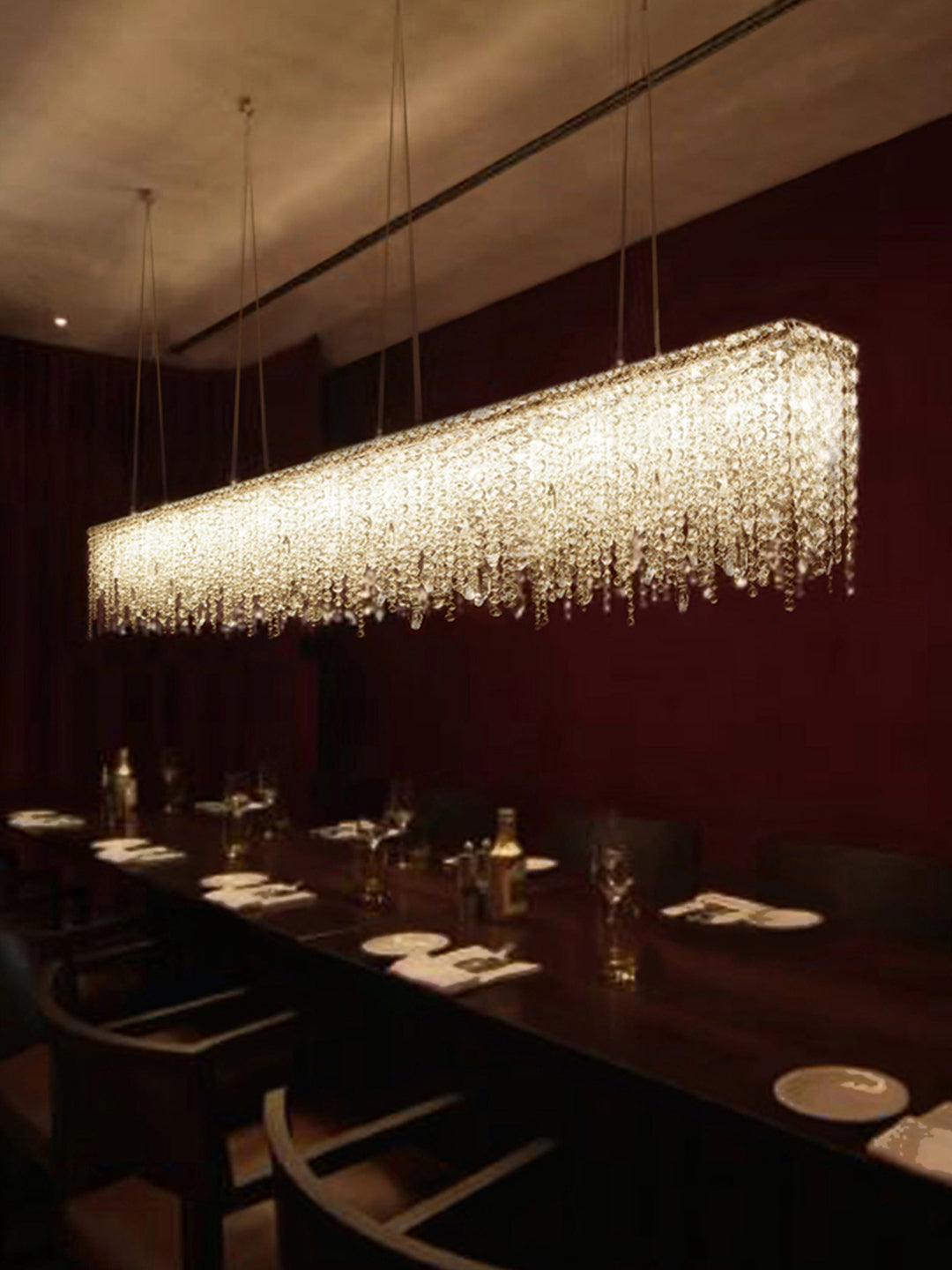 Blue Crystal Linear Chandelier
