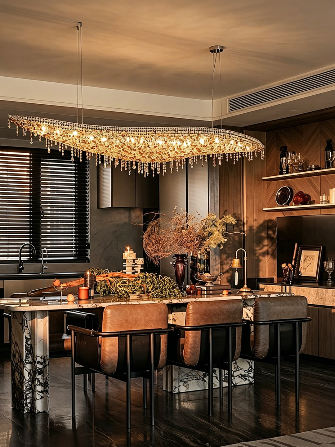 Wavy Linear Crystal Chandelier