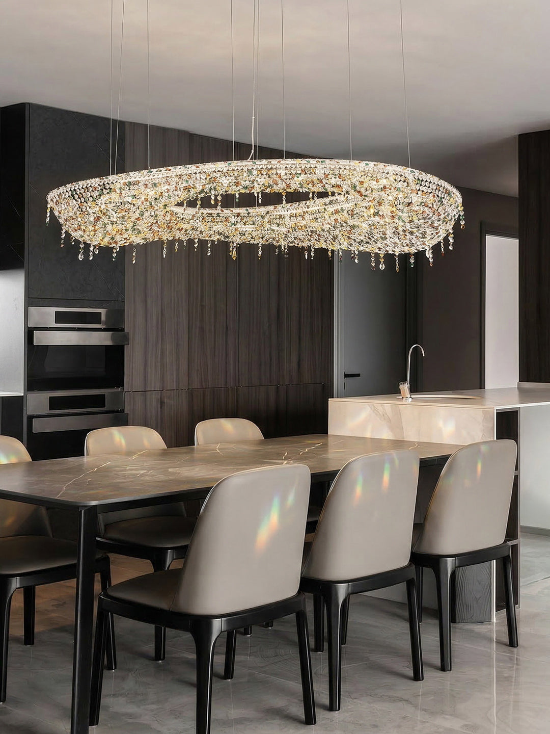 Multicolor Crystal Ring Chandelier
