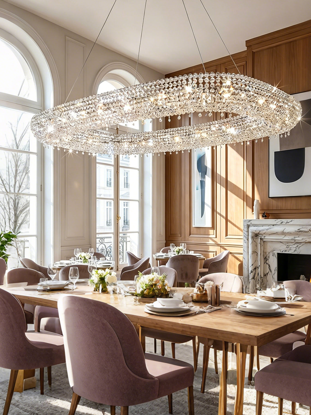 Oval Crystal Ring Chandelier