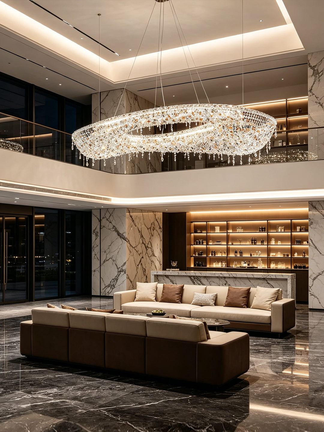 Multicolor Crystal Ring Chandelier