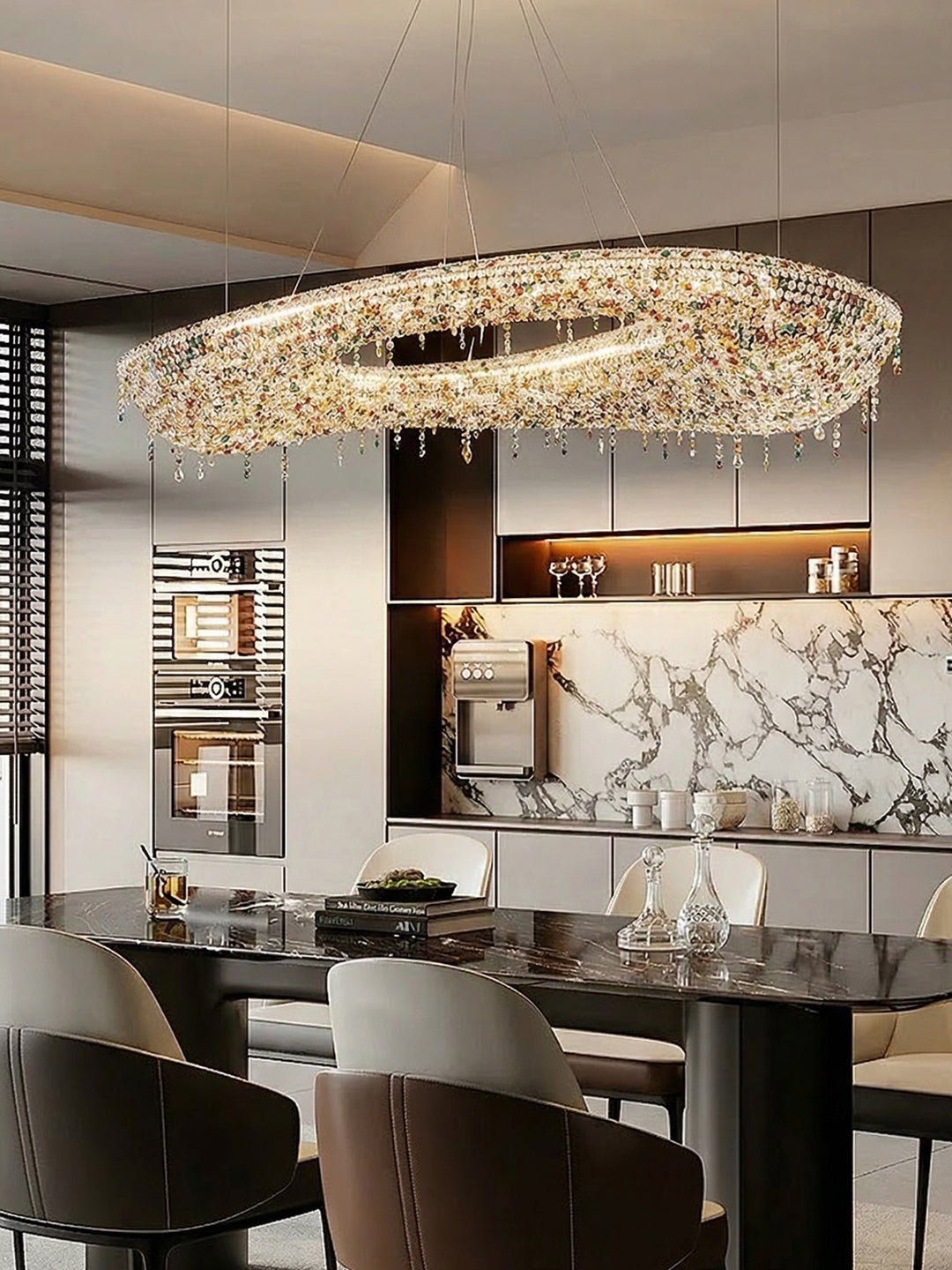 Multicolor Crystal Ring Chandelier
