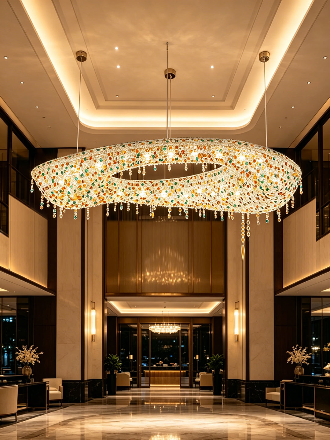 Multicolor Crystal Ring Chandelier