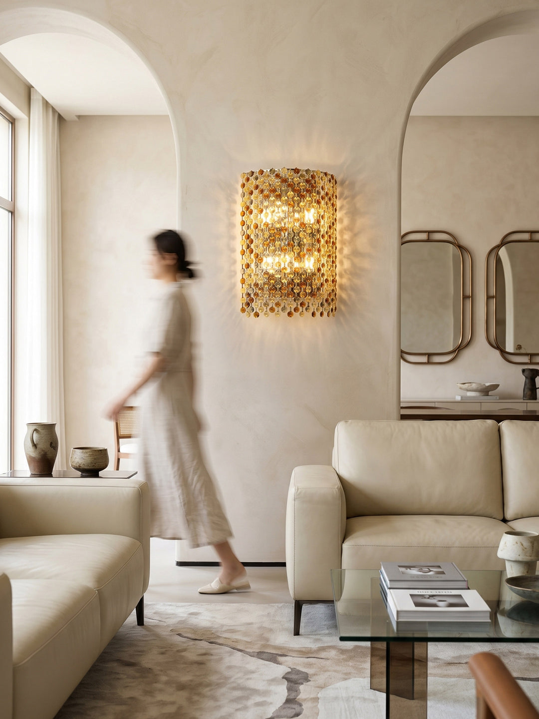 Amber Crystal Cylinder Wall Sconce