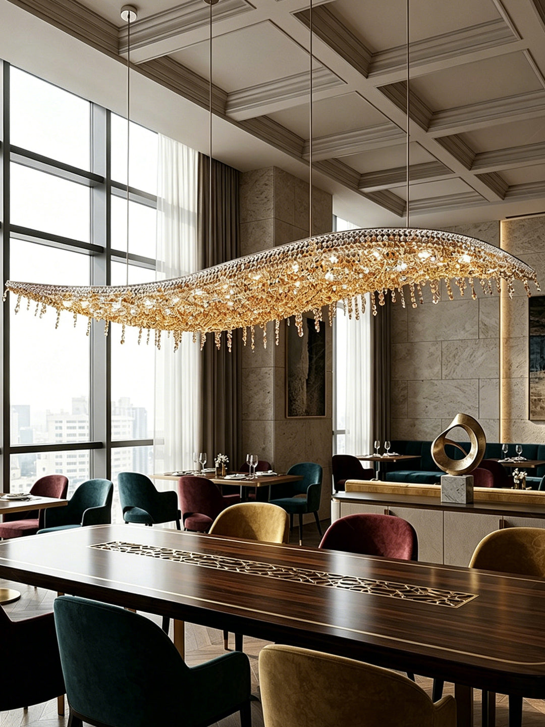 Wavy Linear Crystal Chandelier