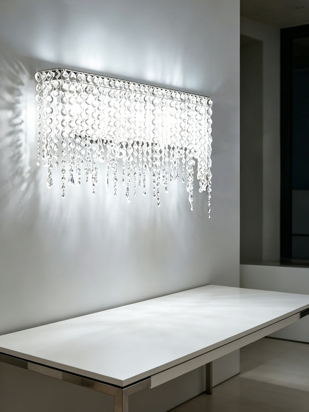 Rectangular Linear Crystal Chandelier