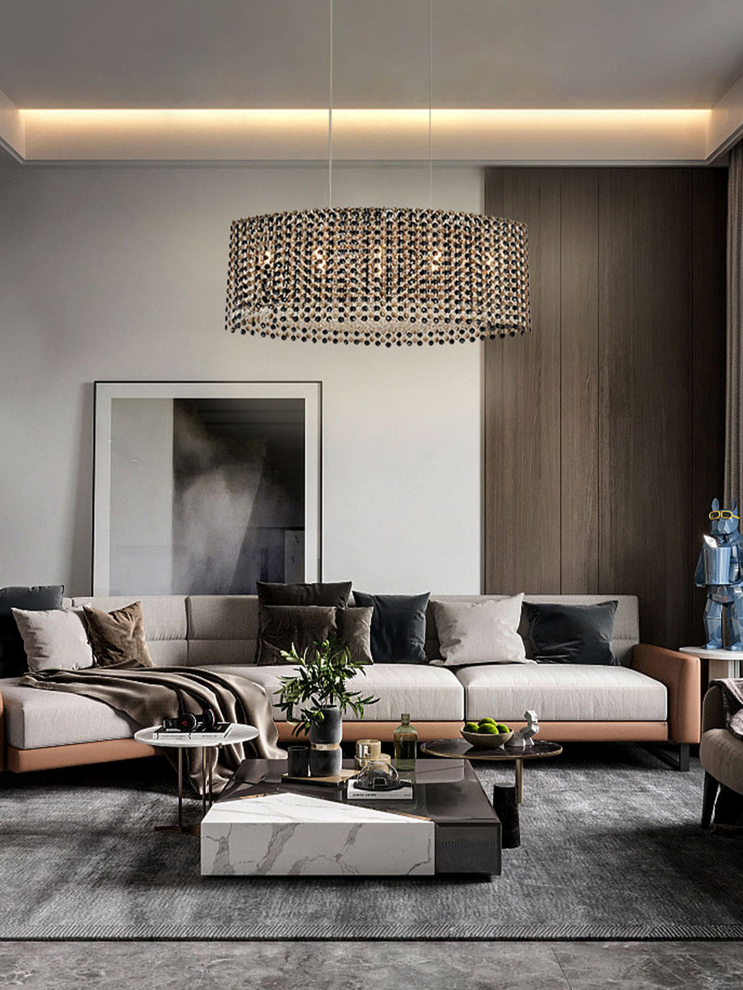 Gold-Tone Oval Crystal Chandelier