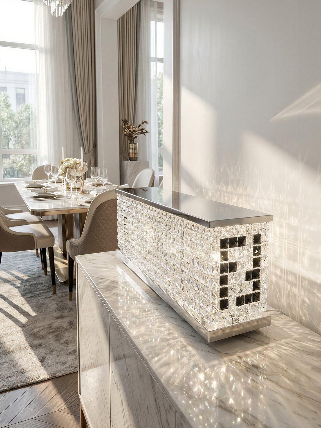Rectangular Crystal Vanity Light