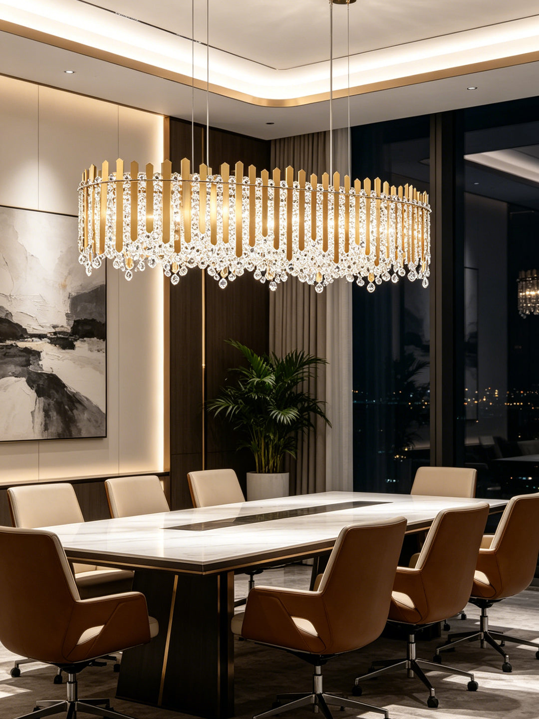 Linear Gold Crystal Kitchen Island Chandelier